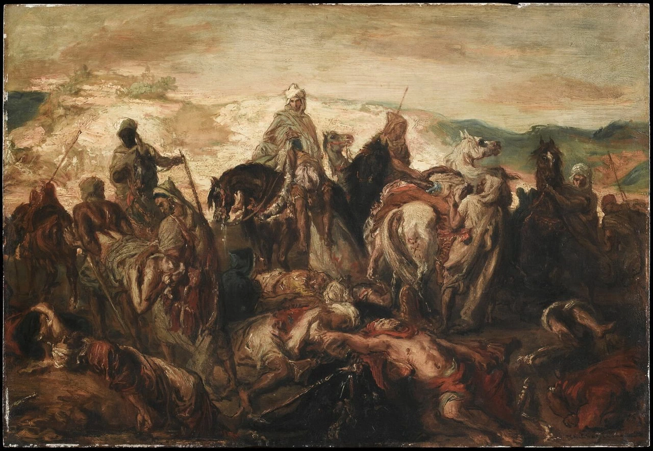 Cavalieri arabi portano via i loro morti, dopo una vicenda contro gli spahis, 1852 - Musée du Louvre, Parigi